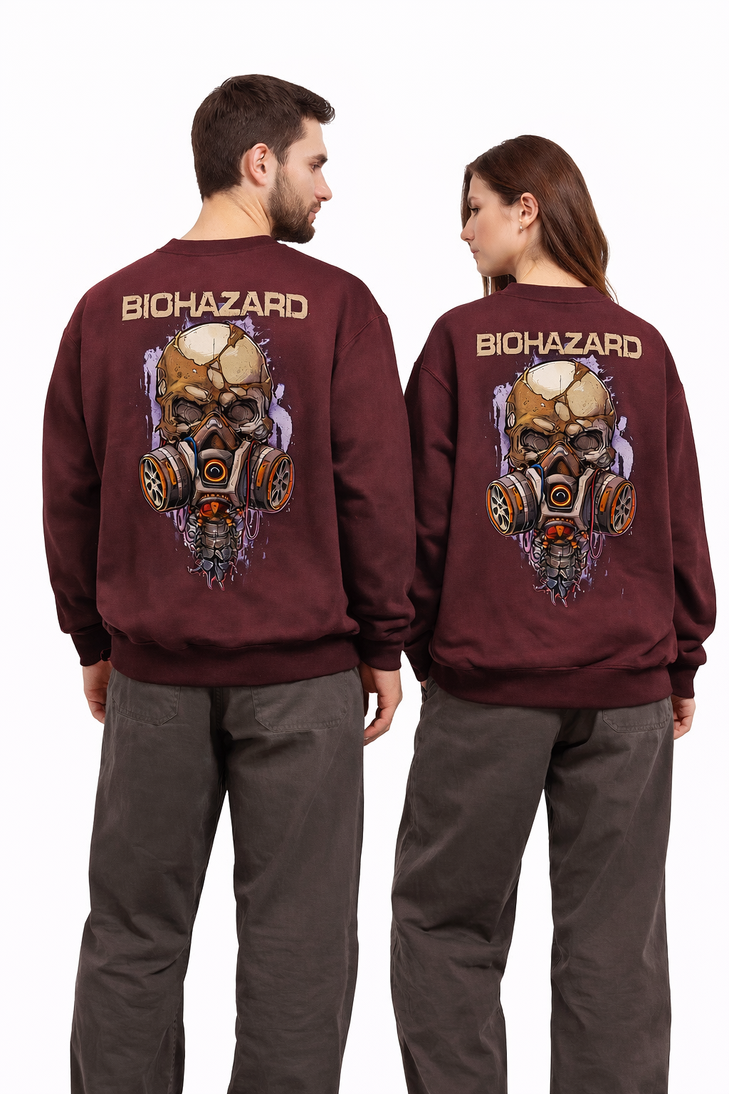 BIOHAZARD Back Print Sweatshirt – Maroon
