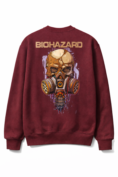 BIOHAZARD Back Print Sweatshirt – Maroon